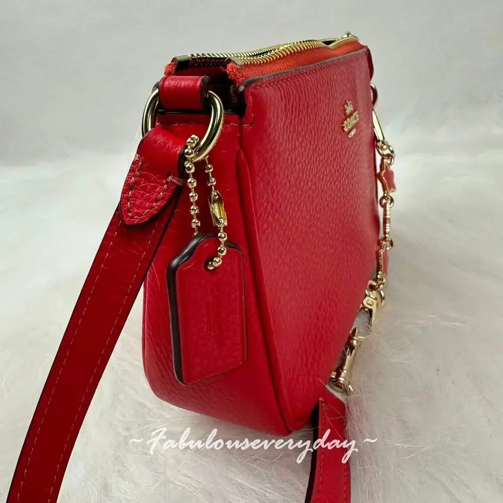 Coach Nolita 19 Shoulder Bag Leather/Gold/Carnation CBQ88 + Extended Chain NWT